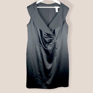 Jessica London Plunge Neck Ruched Sleeveless Dress